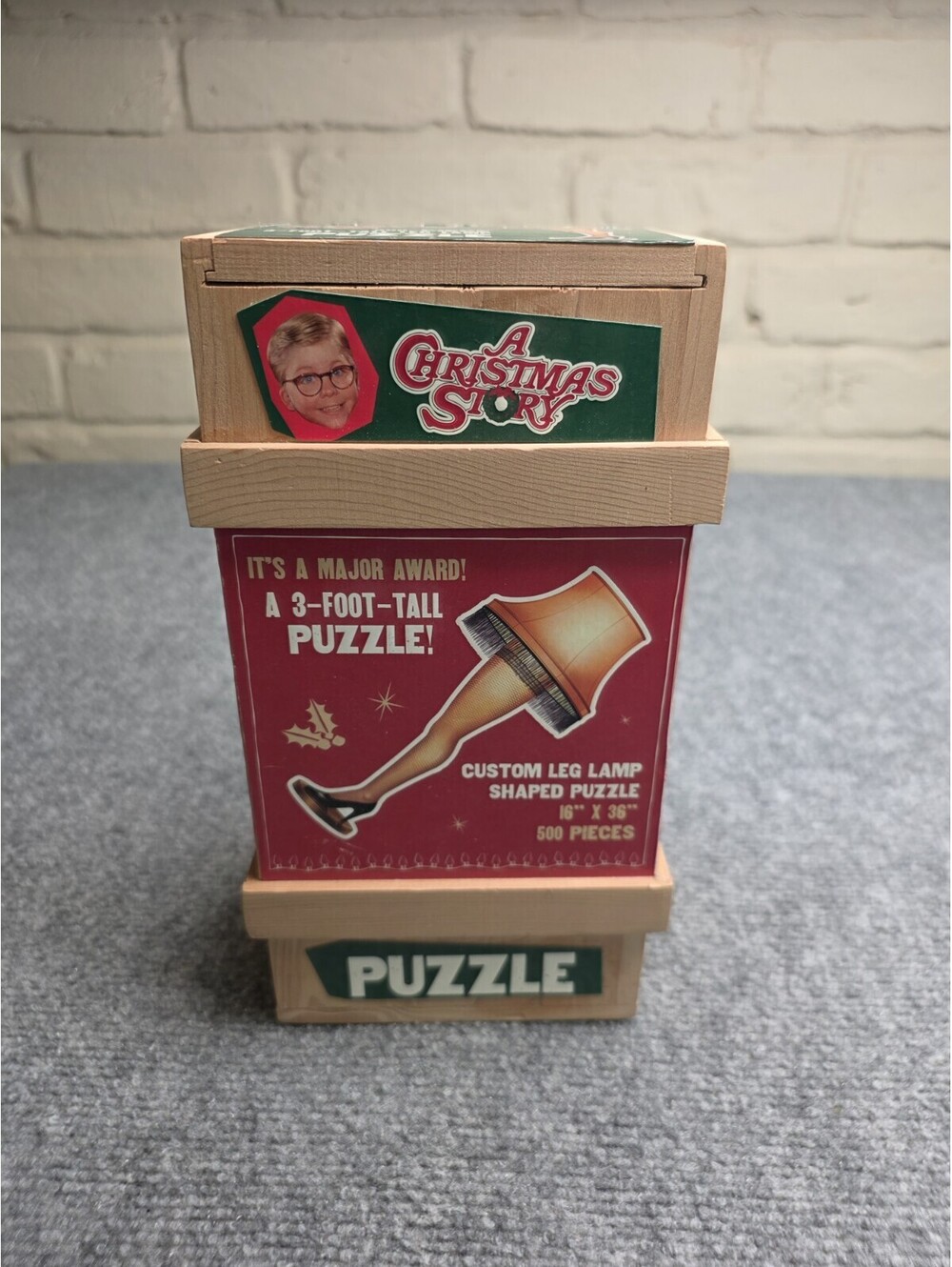 A Christmas Story Leg Lamp 500 Pc Jigsaw Puzzle In Wooden Box Crate Sealed NIB